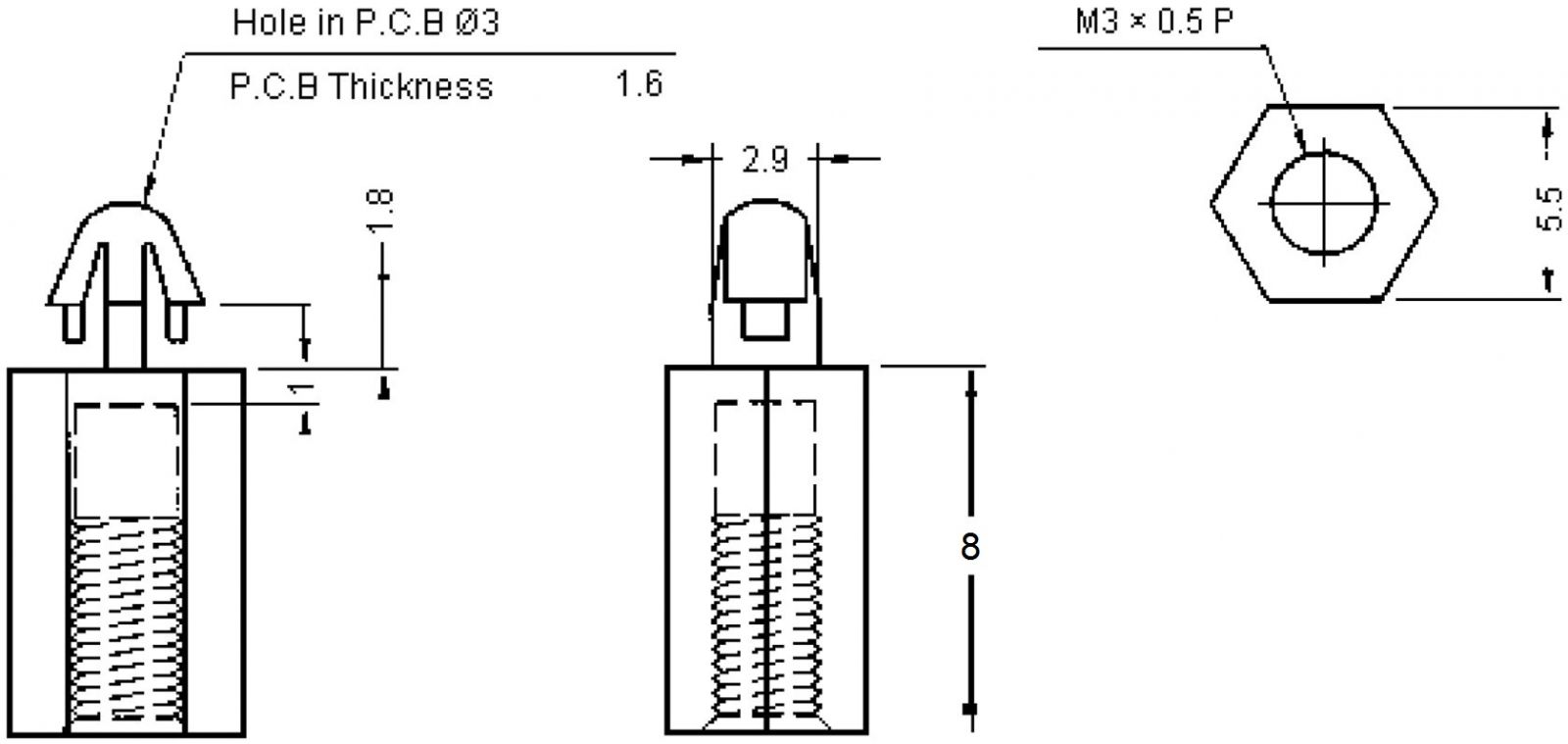 ספייסרים ננעלים מפלסטיק - 8.0MM
